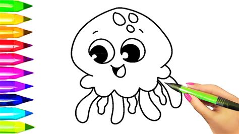 Bird on a branch coloring page. How to Draw Easy Jellyfish | Quick Cute Jellyfish drawing ...