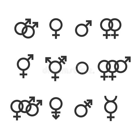 Reeks Geslachtssymbolen Seksuele Geaardheidtekens Mannetje Wijfje Transsexueel Bigender