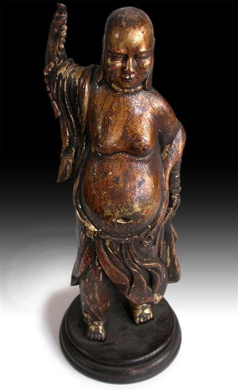 Vintage South East Asian Maitreya Buddha Budai Wood Carving