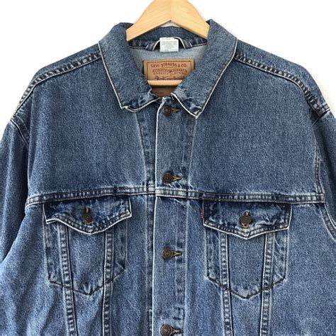 Levis Blue Vintage 90s Trucker 100 Cotton Denim Size Jacket L 70507