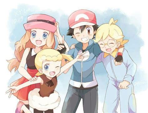 Ash And His Kalos Friends Diodeshipping ♡ Credits To Whoever Made This Fan Art Pokemon