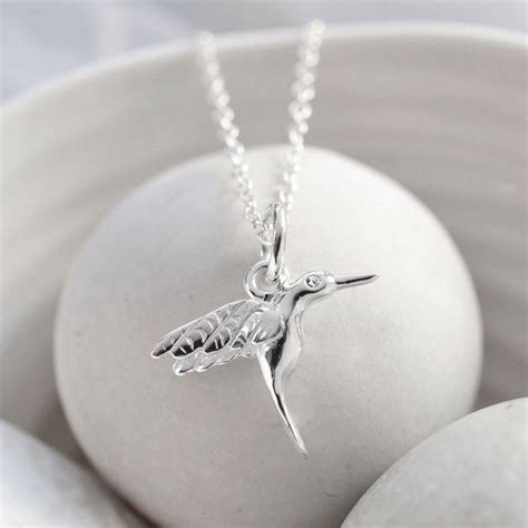 Sterling Silver And Diamond Hummingbird Necklace By Lily Charmed