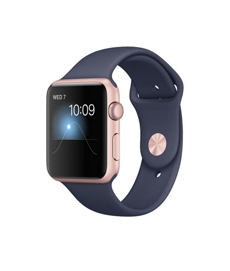 Apple Watch - Rose Gold Aluminum Case with Midnight Blue Sport Band png image