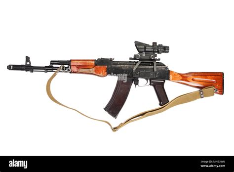 Kalashnikov Ak 47 With Optic Sight On White Stock Photo Alamy