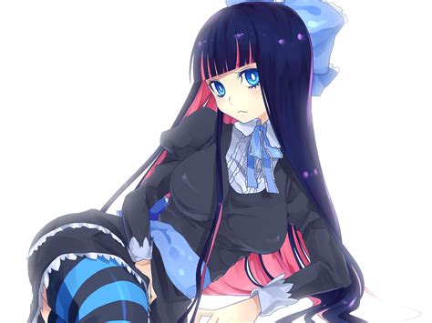 Black Hair Blue Eyes Bow Hanasaki Mahiru Panty And Stocking With Garterbelt Stocking Character