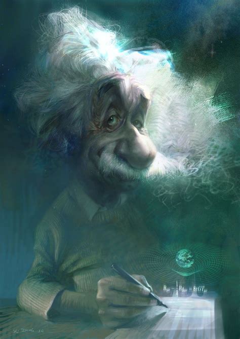 Albert Einstein By Xi Ding Caricature 2d Cgsociety Caricatures