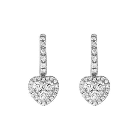 18ct white gold heart shaped diamond earrings deakin and francis uk