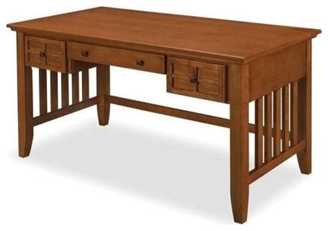 Bowery Hill Executive Desk Style 2 Drawer Wood Desk In Cottage Oak