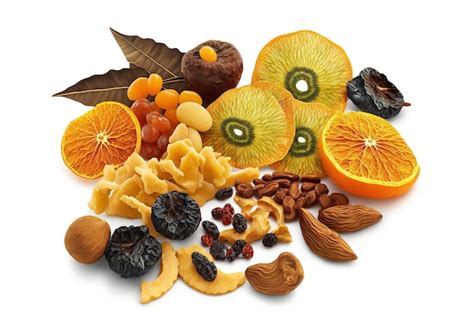 Premium Ai Image Nice Dried Fruit Assortment On A White Background