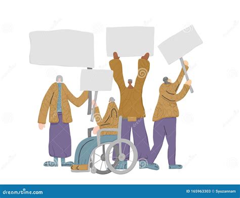 Vector Protest People Holding Blanks Of Placard Stock Vector