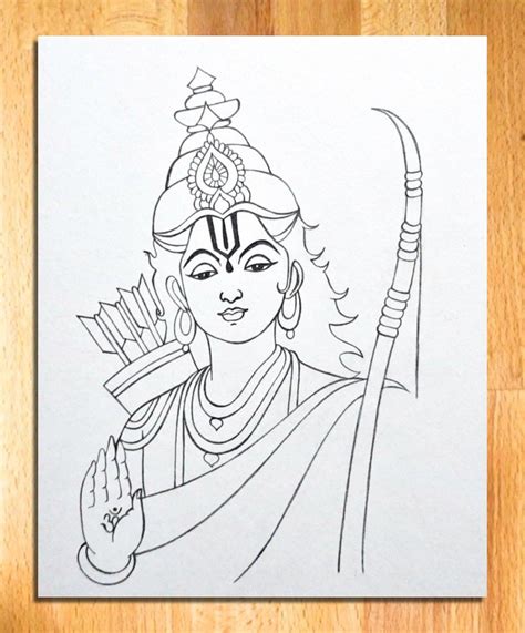 Shree Ram Drawing Easy Lord Rama Line Art Pencil Sketch For