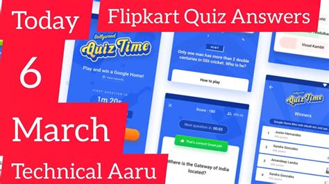 All 6 Flipkart Quiz Answers Today 06 March Flipkart Quiz Today