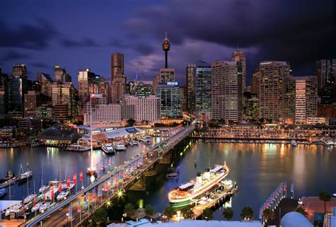 4k Australia Bridges Houses Sydney Night Street Lights Hd
