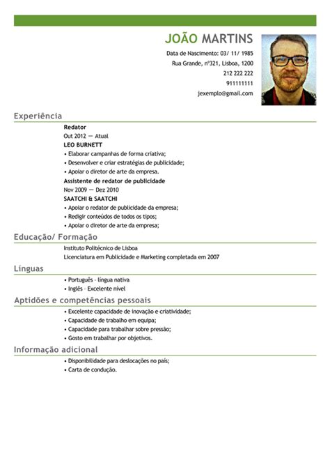 (facultativo, ver instrues) curriculum vitae. Modelo De Curriculum Vitae Em Portugues Word - Muitos Modelos