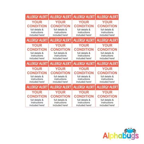Allergy Alert Labels Alphabugs