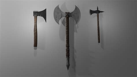 3d Model Medieval Axes Vr Ar Low Poly Cgtrader