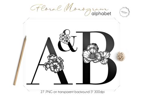 Floral Monogram Letters Clipart (113480) | Monograms | Design Bundles