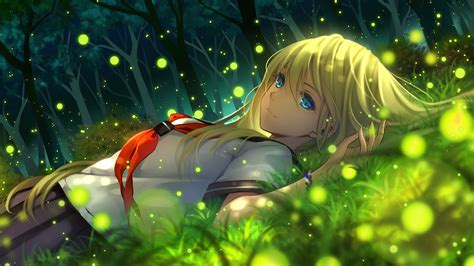 Wallpaper Illustration Blonde Anime Blue Eyes Green Sailor