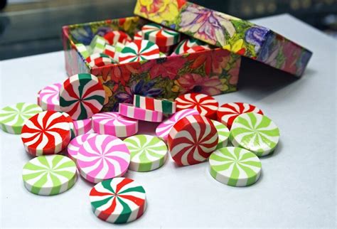Peppermint Candies For Christmas Craft Fake Round Candy Etsy