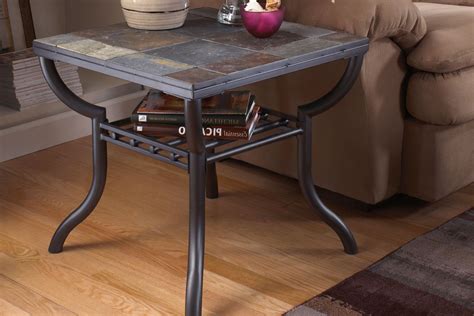 Slate And Iron Square End Table At Gardner White