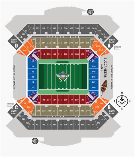 2019 Stadium Chart Raymond James Stadium Seat Map Hd Png Download