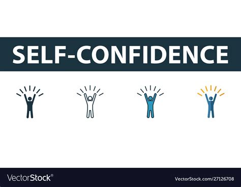 Self Confidence Icon Set Four Simple Symbols In Vector Image