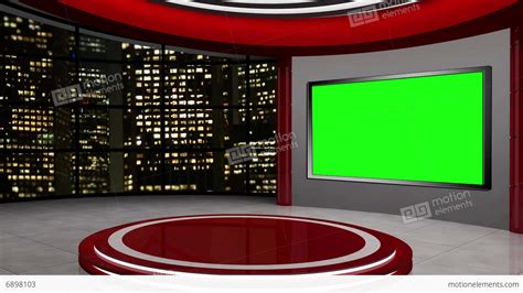 News Tv Studio Set 56 Virtual Green Screen Background Loop Stock Video