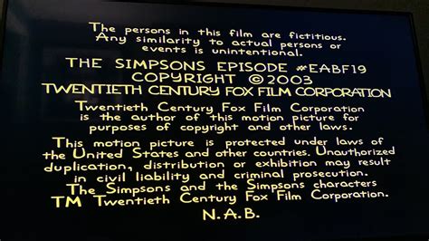 The Simpsons End Credits 2003 Youtube