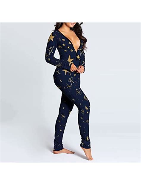 Buy Asntrgd Womens Sexy Onesie Pajamas Long Sleeve V Neck One Piece