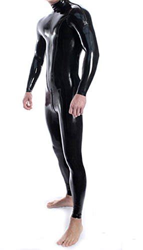 Buy Justinlatex Mens Black Latex Neck Entry Catsuit With Shoulder And