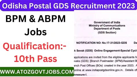 Odisha Postal Gds Recruitment Apply For Th Pass Postal Gds Jobs Apply Link Available Now