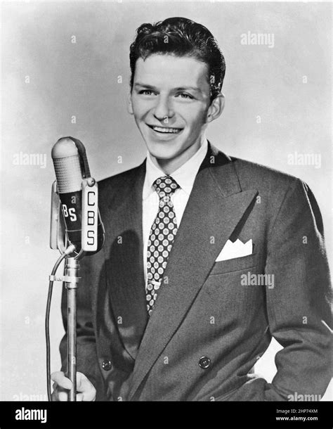 Publicity Photo Of Frank Sinatra In 1942 With A Cbs Microphone Issued