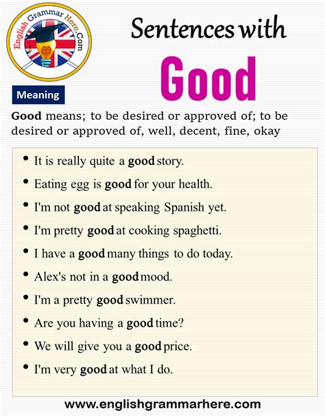 Sentences With Good Meaning And Example Sentences When Using The English Language We Use Many