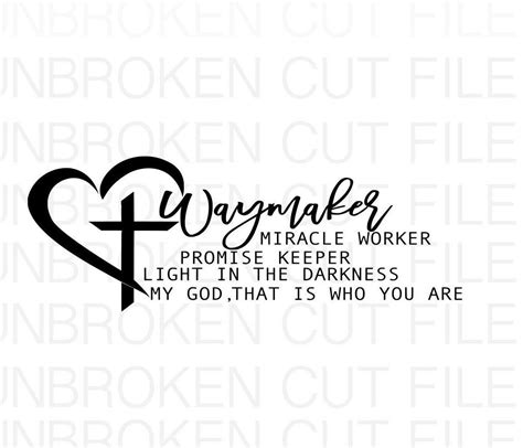 Waymaker Svg Miracle Worker Promise Keeper My God Etsy Christian