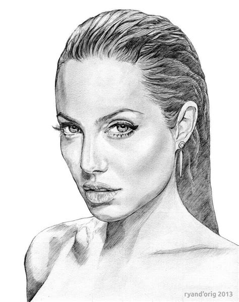Angelina Jolie Sketch Karakalem çizimler Kara Kalem Portre Çizim