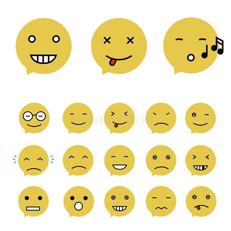 Emoticons Collection Set Of Emoji Flat Style Different Emoticons