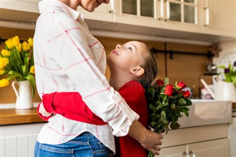 Happy Mother S Day Or Birthday Background Adorable Young Girl Hugging