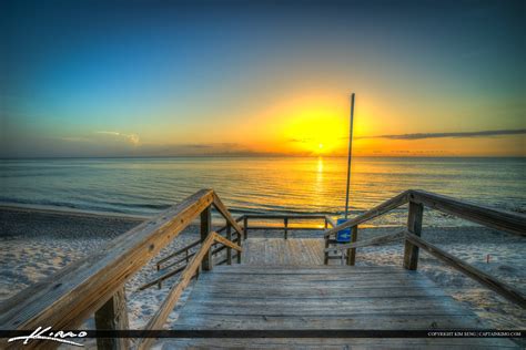 Florida Beach Sunrise Stairs To Beach Hdr Photography By Captain Kimo
