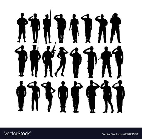 Female Soldier Saluting Silhouette