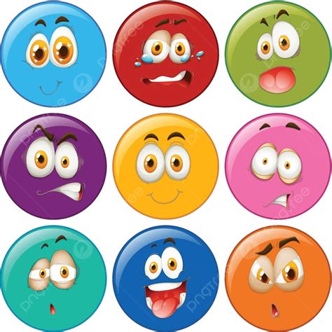 Facial Expressions In Circle Emoticon Emiticon Clipart Red Vector