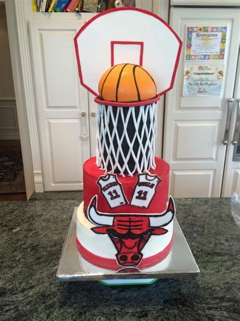 Chicago Bulls Buttercream Fondant Basketball Layer Cake Basketball Birthday Cake Basketball