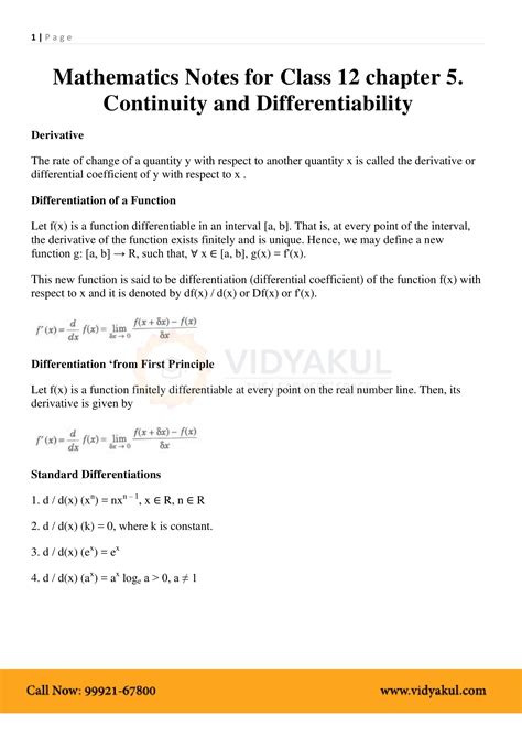 Get social science subject study material of class seventh. Continuity and Differentiability Class 12 Notes | Vidyakul