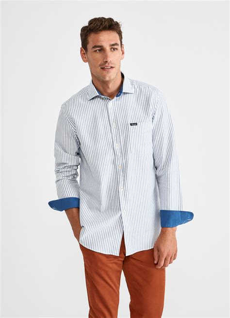 Chemises Façonnable | Chemise En Oxford À Rayures Bengale Avec Logo White/Blue Homme ⋆ ...