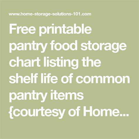 Free Printable Pantry Food Storage Chart Listing The Shelf Life Of Common Pantry Items {courtesy