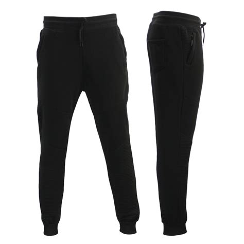 Mens Unisex Fleece Lined Jogger Track Pants Casual Gym Zipped Pockets