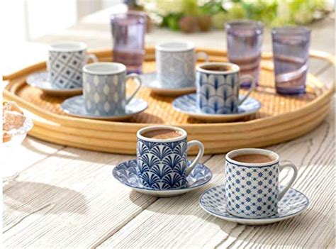 Amazon Com IstanbulArtWorkshop 6x Porcelain Espresso Cups And Saucers