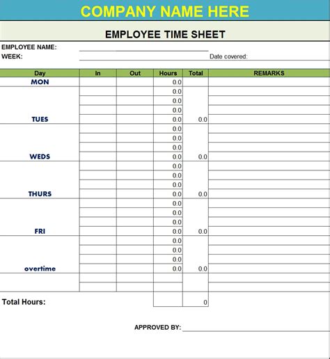 Time Sheet Template Excel Word Template