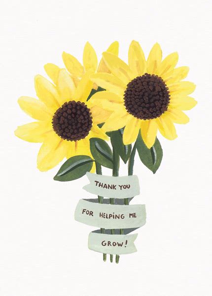 Thank You Sunflower Thank You Card Cute Thank You Cards Digital