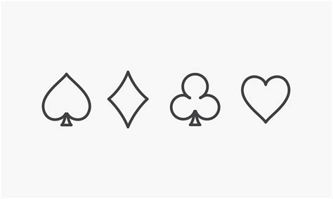 Line Icon Symbol Playing Card Spades Diamonds Clubs Hearts Isolated On