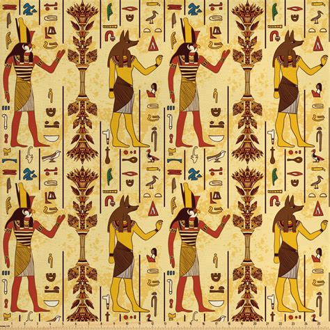 Egyptian Fabric By The Yard Grunge Aged Paper Style Backdrop With